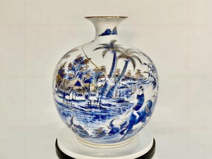 Bình hút lộc mục đồng chăn trâu men lam