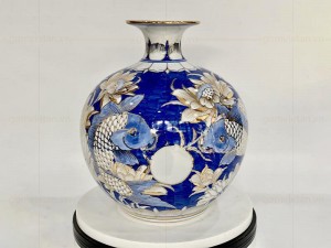 Bình hút lộc cá chép đớp trăng men màu