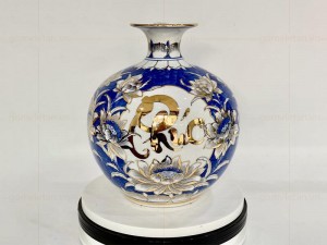 Bình hút lộc Phúc Lộc Thọ hoa sen vẽ vàng