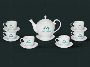 In logo lên bộ ấm chén Camellia