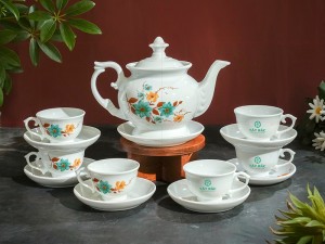 Bộ ấm chén quà tặng in logo Tây Bắc