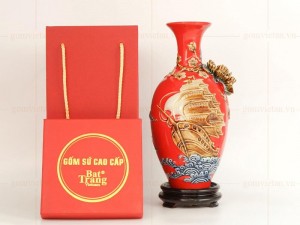 Bảo bình hút lộc Thuận Buồm Xuôi Gió họa tiết đắp nổi