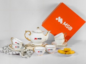 Bộ ấm chén in logo dáng đại hội 