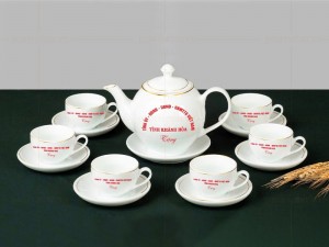 Bộ ấm chén in logo dáng Minh Long 